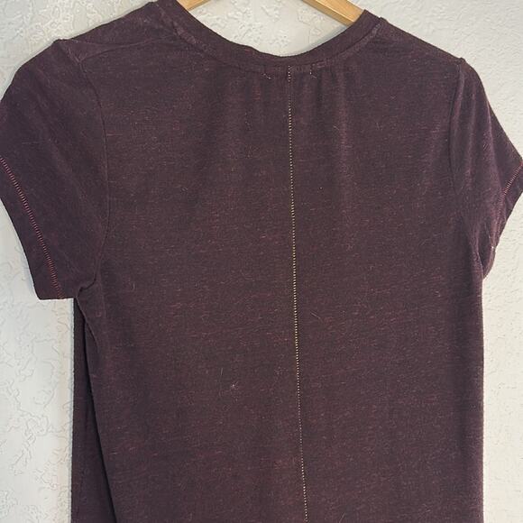 Sundry T-Shirt Dress Gold Seam Dark Purple Plum Soft V Neck Size 2 Medium Fall - Picture 4 of 7